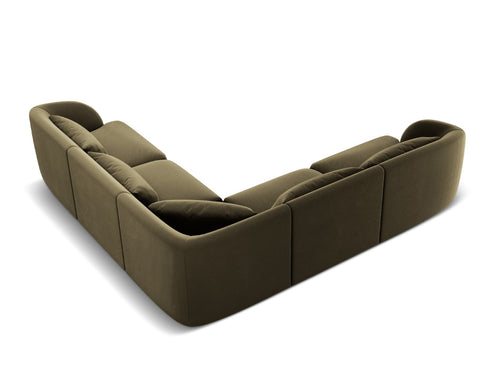 Cosmopolitan Design Symmetrische hoekbank Tulum 5-zits, flueel, groente - 255x255x70cm