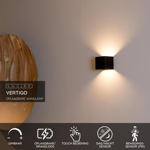 Lucide wandlamp VERTIGO - Geïntegreerde LED - Zwart - vtwonen shop