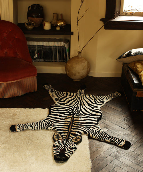 Doing Goods Stripey Zebra Vloerkleed - Groot 153 x 110 x 2 cm - 100% wol