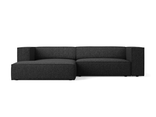 Cosmopolitan Design linker hoekbank Arendal 3-zits, chenille, zwart - 166x224x70cm
