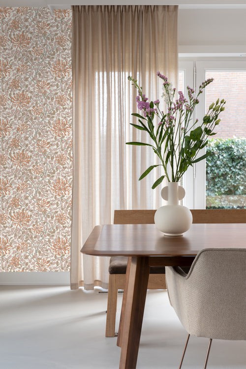 ESTAhome behang bloemen terracotta en oudroze - 50 x 900 cm - 131027 - vtwonen shop