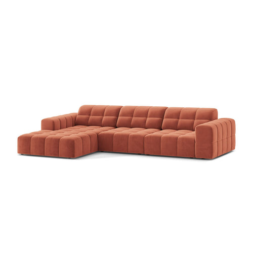 Cosmopolitan Design - Linker hoekbank Chicago 4-zits, flueel koraal - 167x294x78cm