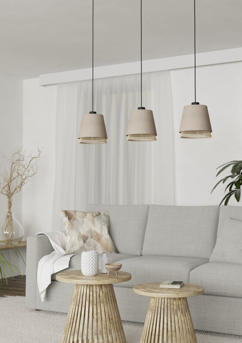 EGLO hanglamp Tabley - e27 - 89 cm - natuur/bruin/zwart - textiel