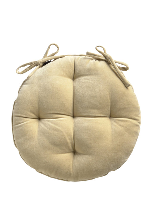 Calma House Stoelkussen Velour - Ecru - Diam. 40x4