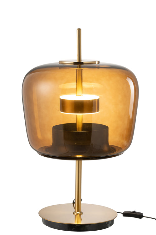 J-Line tafellamp - glas - bruin - LED lichtjes – vtwonen shop