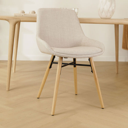 Nolon Nena-Isa Eetkamerstoel Beige - Stof - Houten Poten - vtwonen shop