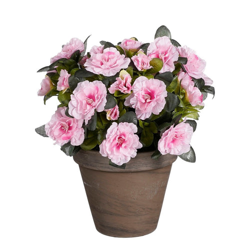 Mica Decorations Azalea Kunstplant in Bloempot Stan - H31 x Ø26 cm - Roze