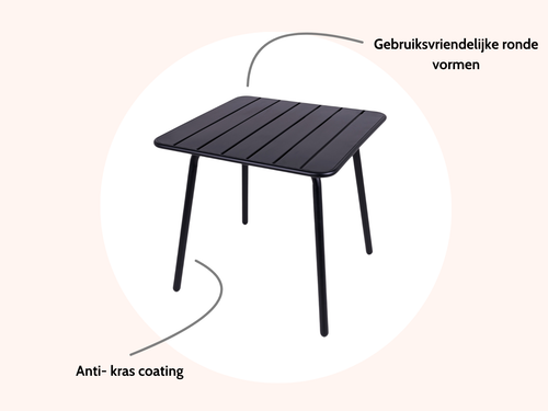 MaximaVida metalen vierkante tuintafel Max 80 x 80 cm zwart - vtwonen shop