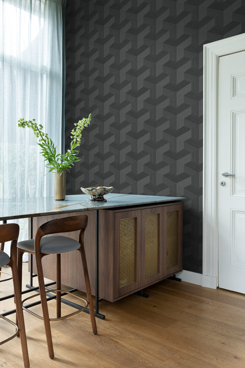 Origin Wallcoverings behang grafisch 3D motief zwart - 53 cm x 10.05 m - 347952 - vtwonen shop