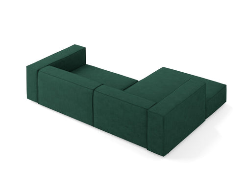 Cosmopolitan Design linker hoekbank Arendal 3-zits, chenille met ribbeleffect, flessengroen - 166x224x70cm
