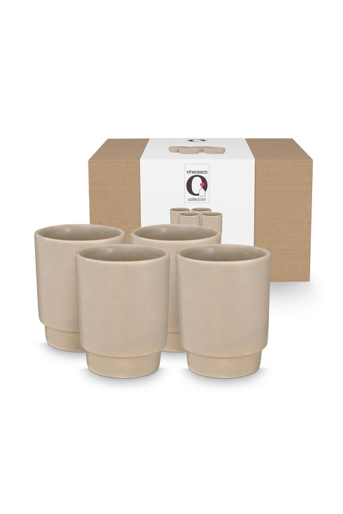 vtwonen - Mokken - Licht Grijs - Keramiek - 300ml - Set van 4 - vtwonen shop