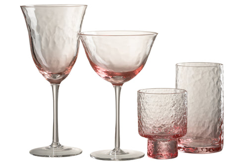 J-Line glas wijn Oneffen - glas - roze - 4 stuks - vtwonen shop
