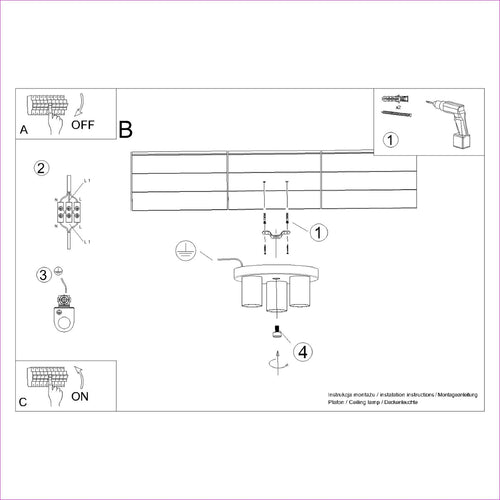 Sollux Lighting Plafondlamp LAGOS 3P wit - 25x25x12cm