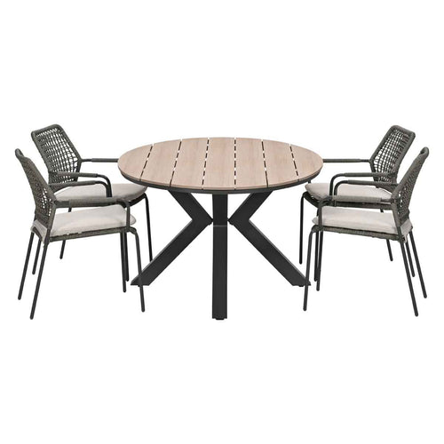 Garden Impressions Tuinset Natas grijs 5-delig - Tulli tuintafel 180x115 cm