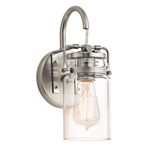 Elstead Brinley - 1 lichte wandlamp geborsteld nikkel, E27