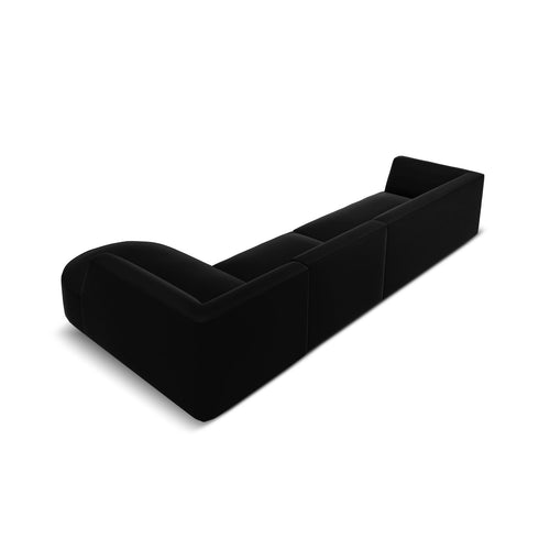 Cosmopolitan Design - Modulaire hoekbank rechts Siena 5-zits, flueel zwart - 180x366x69cm