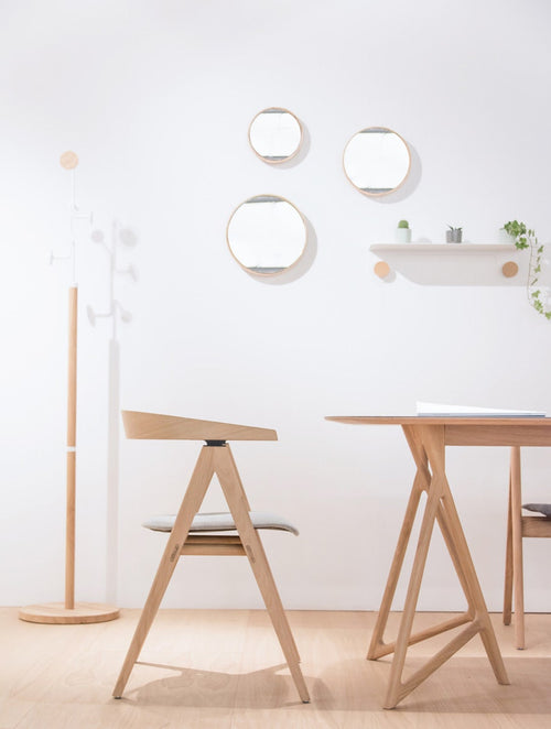 Gazzda Look Mirror Ronde Eikenhouten Wandspiegel Ø 32 cm - Whitewash