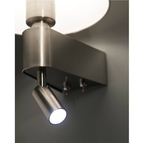 Faro Room - 1 Light Indoor Wandlamp Leeslamp Wit, Satijn Nikkel, E27