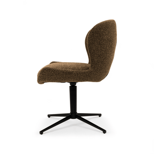 Furnhouse eetkamerstoel Nicklas - Donkerbruin - Stof (Bouclé) - Set van 2