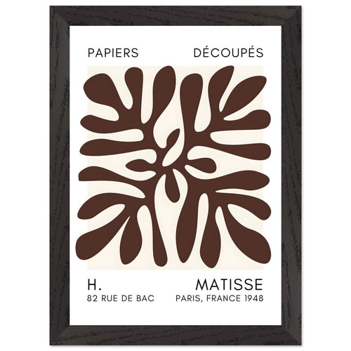 Artfulprints Poster met Lijst Matisse - Deep ocean brown   - A4 21x29.7 cm - Bruin