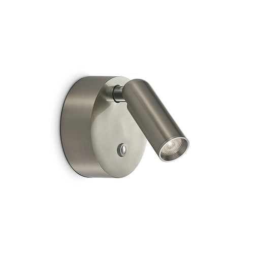 Ideal Lux BEAN Oplaadbare ronde leeswandlamp, nikkelkleurig, 1x LED 200lm 3000K, dimbaar