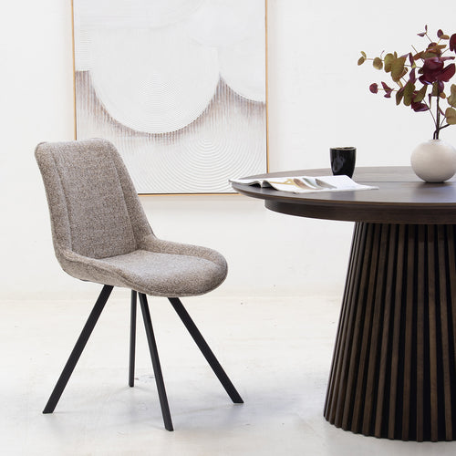 Giga Meubel Eetkamerstoel Mika - Stof/Metaal - Taupe - Set van 2 - vtwonen shop