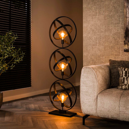 Giga Meubel Vloerlamp Galaxy - Zwart Metaal - 3-Lichts - 50x45x155cm
