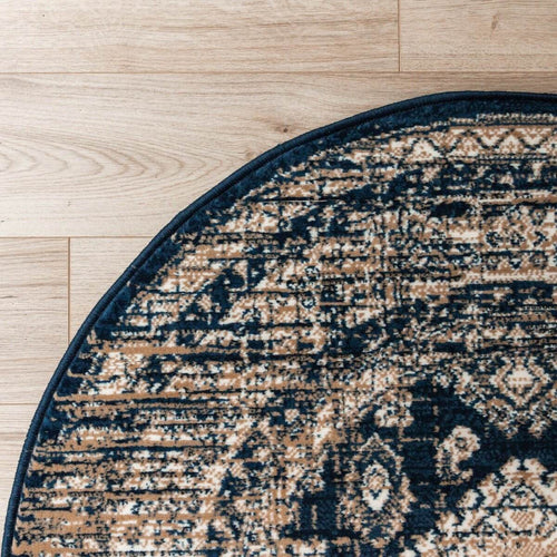Interieur05 vintage vloerkleed Aila - blauw -   Ø 120 cm