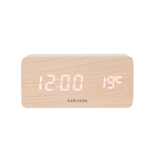 Karlsson wekker Block - bruin - 7.4x15x7.1cm - Vaderdag - Vaderdagcadeau - Vaderdag cadeautje voor hem
