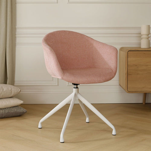 Nolon Nola-Otis Eetkamerstoel Zacht Roze - Draaibaar Wit Onderstel - vtwonen shop