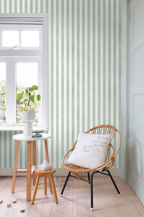 ESTAhome behang strepen groen en wit - 53 cm x 10.05 m - 131303 - vtwonen shop