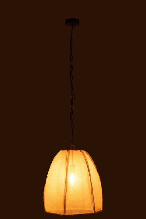J-Line hanglamp Peer - linnen/ijzer - wit - small