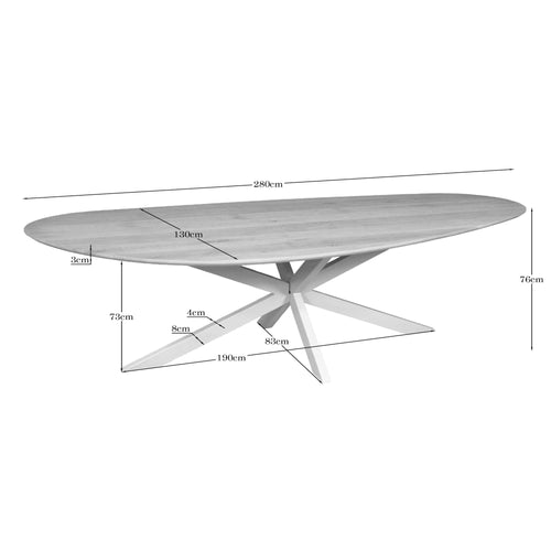 Starfurn Eettafel Cloud - Rechthoekig Zand/Eikenhout - 280x130x76cm
