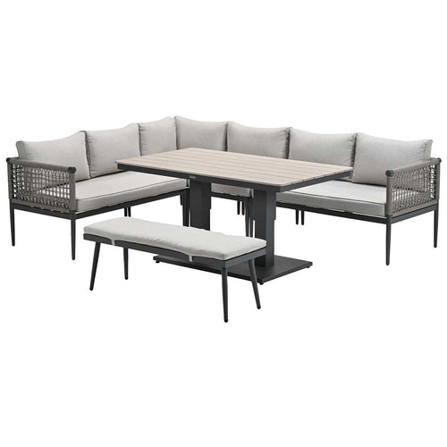 Garden Impressions lounge dining set Burela - Brugge - taupe - links - 6-delig - vtwonen shop