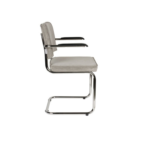 Zuiver Ridge Rib Eetkamerstoelen Armleuning Lichtgrijs - Set van 2