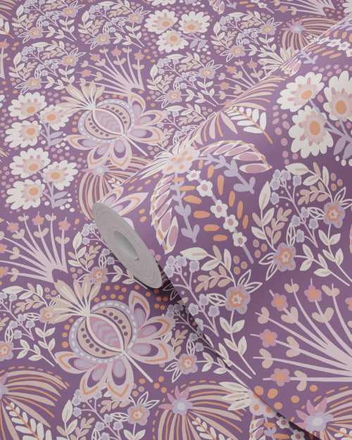 ESTAhome behang vintage bloemen in art nouveau stijl paars - 50 x 900 cm - 130973 - vtwonen shop