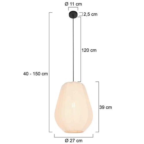 Anne Light & home hanglamp Sable - 1 lichts - 27  x 150   cm - creme - vtwonen shop