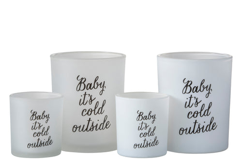 J-Line windlicht Baby - glas - wit/zwart - large - 2 stuks - vtwonen shop