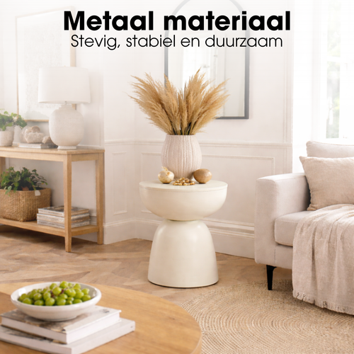 Mica Decorations Elliot Bijzettafel - Bijzettafel Rond H45 x Ø32 cm - Bijzettafeltje voor Woonkamer of Slaapkamer - Ideaal als Plantentafeltje - IJzer