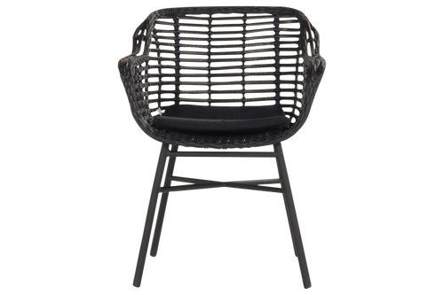Hartman Tuinstoel Cecilia - Zwart Wicker - Zithoogte 44cm
