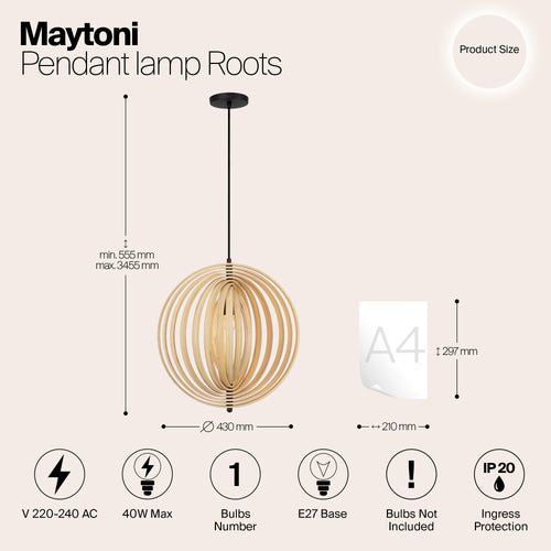 Maytoni - Hanglamp Roots - Zwart - Ø43 - vtwonen shop