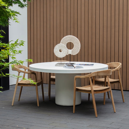 Giga Meubel Tuintafel Eden - Rond 120cm - Wit Eco Composiet - Betonlook - vtwonen shop