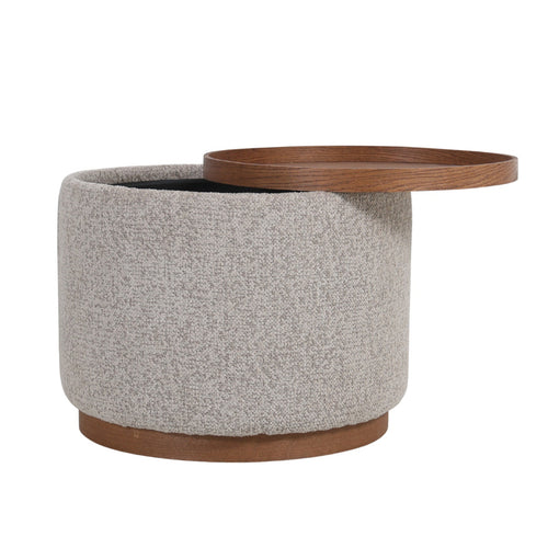 DÉJA Living Salontafel Marcia – Rond – Met Opbergruimte – Essen Fineer – 55x55x42 cm – Taupe/Walnoot