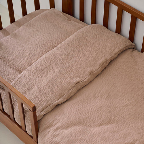 Petite Amélie Dekbedovertrekset – 140x200 cm – Biologisch Mousseline Katoen – Oud Roze - vtwonen shop