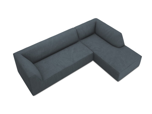 Micadoni rechter hoekbank Ruby 4-zits, ribfluwelen, blauw - 180x273x69cm