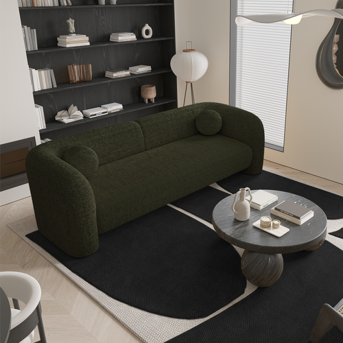 Sia Home - Rechte bank NOLA - Fluweel met patroon - Kaki groen - 226cm - vtwonen shop