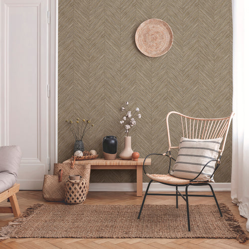 Sanders & Sanders behang visgraat-motief bruin - 53 cm x 10 m - 640247 - vtwonen shop