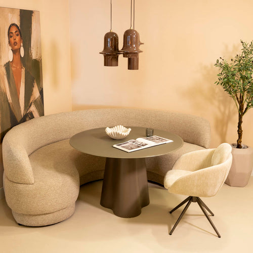 DÉJA Living Eettafel Esra - Rond Kaki Glas/MDF - 120x120x76cm