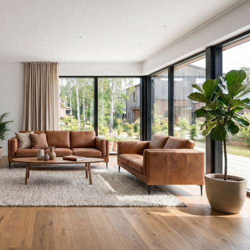 Furnhouse 2-zitsbank Valencia - Cognacbruin - Leer - 88x157x101