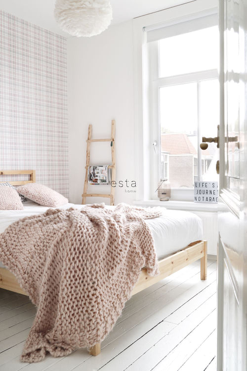 ESTAhome behang ruiten licht roze - 53 cm x 10.05 m - 138953